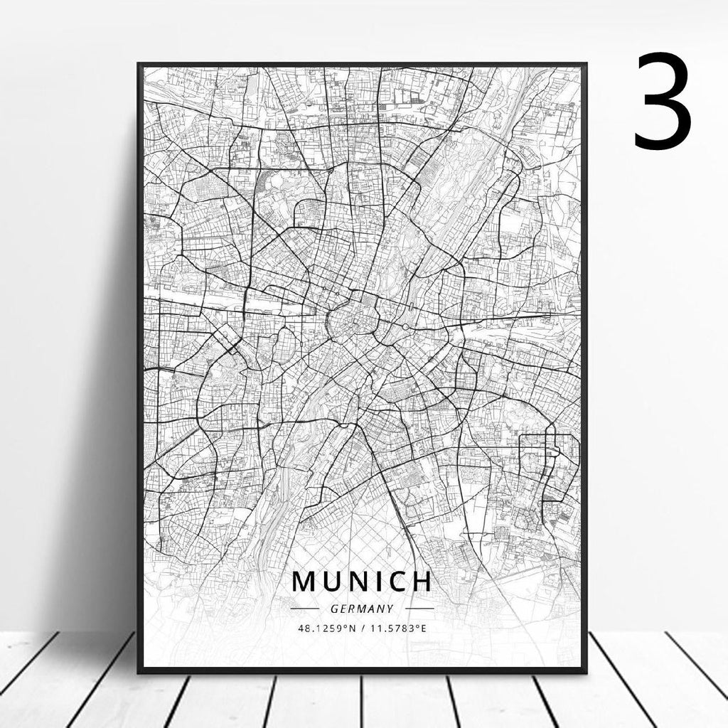 Germany Art Map Poster Canvas Painting - Grand Goldman