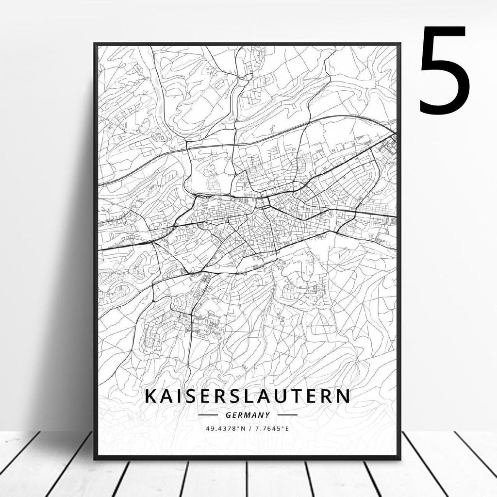 Germany Art Map Poster Canvas Painting - Grand Goldman