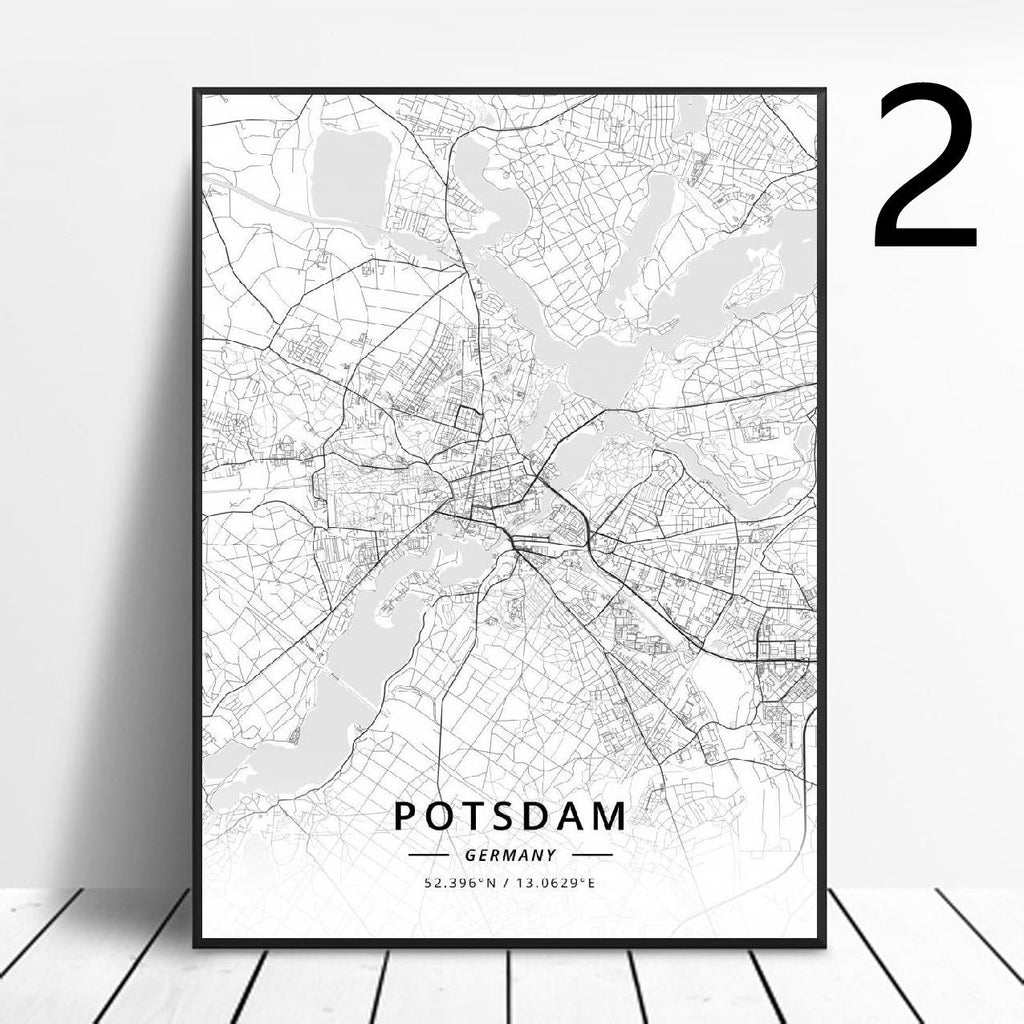 Germany Cities Poster Art Map Canvas Painting - Grand Goldman