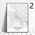 Germany Cities Poster Art Map Canvas Painting - Grand Goldman