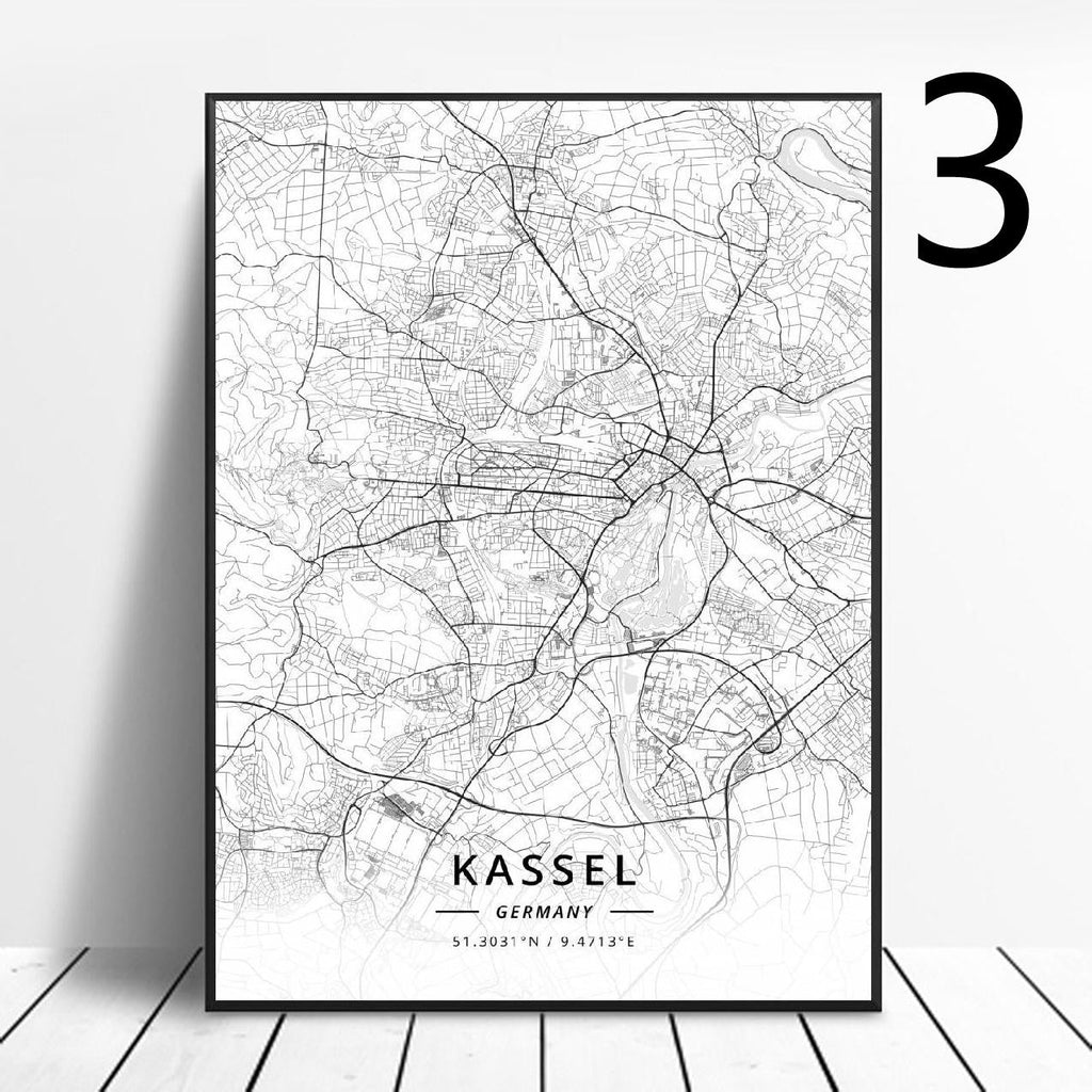 Germany Cities Poster Art Map Canvas Painting - Grand Goldman