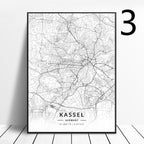Germany Cities Poster Art Map Canvas Painting - Grand Goldman