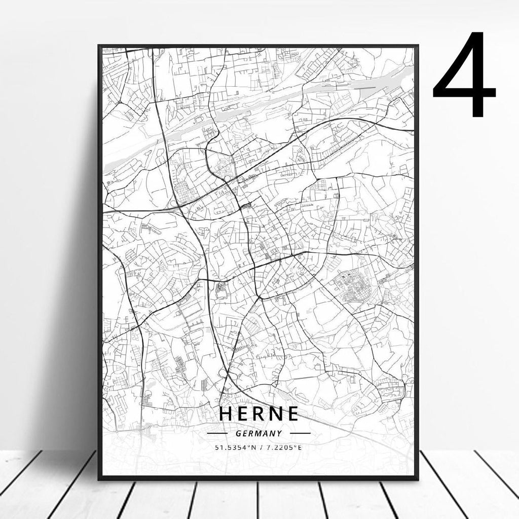 Germany Cities Poster Art Map Canvas Painting - Grand Goldman