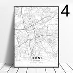 Germany Cities Poster Art Map Canvas Painting - Grand Goldman