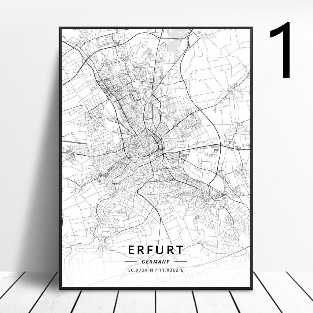 Germany Cities Poster Art Map Canvas Painting - Grand Goldman