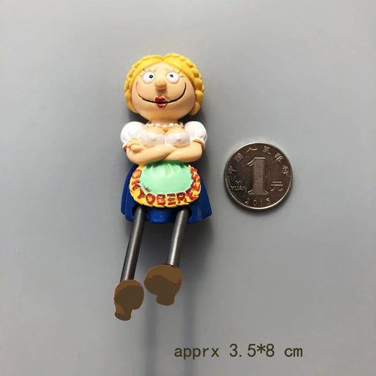 Germany Munich Oktoberfest Cute Cartoon Creative Fridge Magnet 3D Spring Leg Stilt Doll Refrigerator Magnet Sticker Souvenir - Grand Goldman