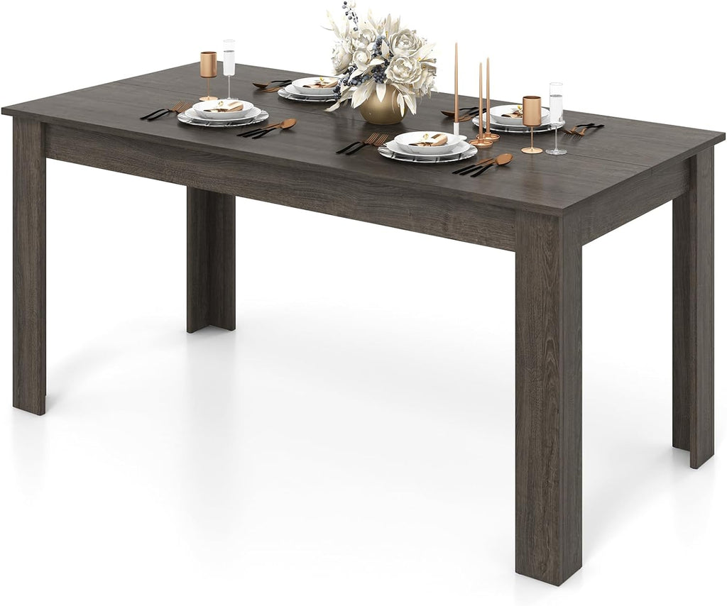 Giantex Dining Table for 6, Wood Rectangular Table, 63" L x 31.5" W x 30" H Large Farmhouse Center Table, Home Furniture Kitchen Table, Modern Dining Room Table, Supporting for 330LBS, Black - Grand Goldman