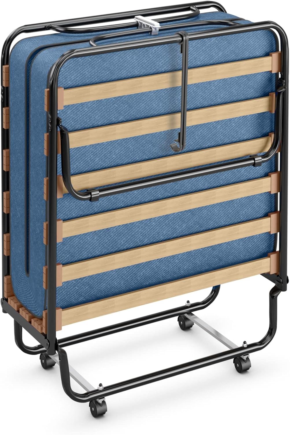 Giantex Folding Bed with Mattress for Adults, Cot Size Rollaway Bed for Guest, Portable Foldable Bed w/ Memory Foam Mattress & Wood Slats, Fold Up Bed for Easy Storage, Made in Italy, 75"x 31" - Grand Goldman