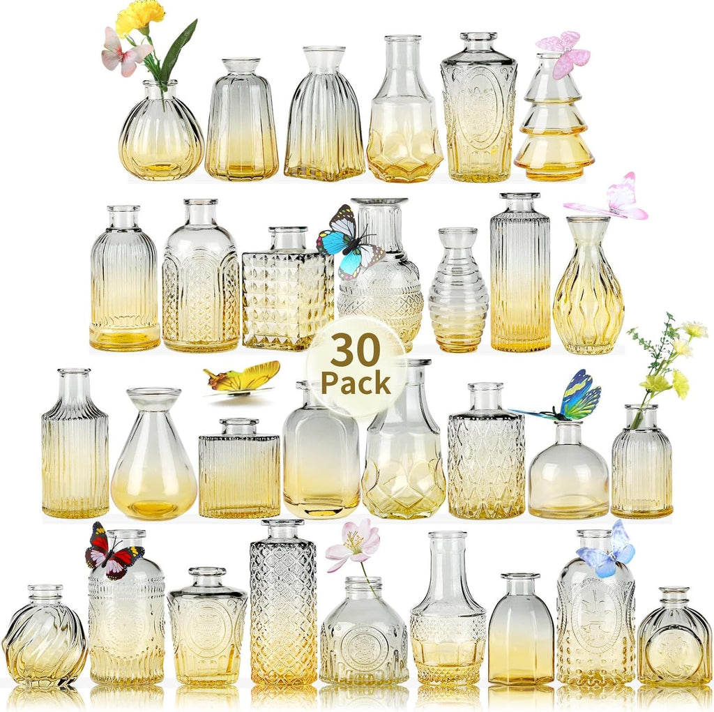 Glass Bud Vase 15 Pcs for Centerpieces Wedding,Home Decor,Bud Vases in Bulk for Flowers,Small Vases for Christmas,Birthday Party,Wedding,Valentine's Day,Mother's Day,Other Events Decorations(Clear) - Grand Goldman