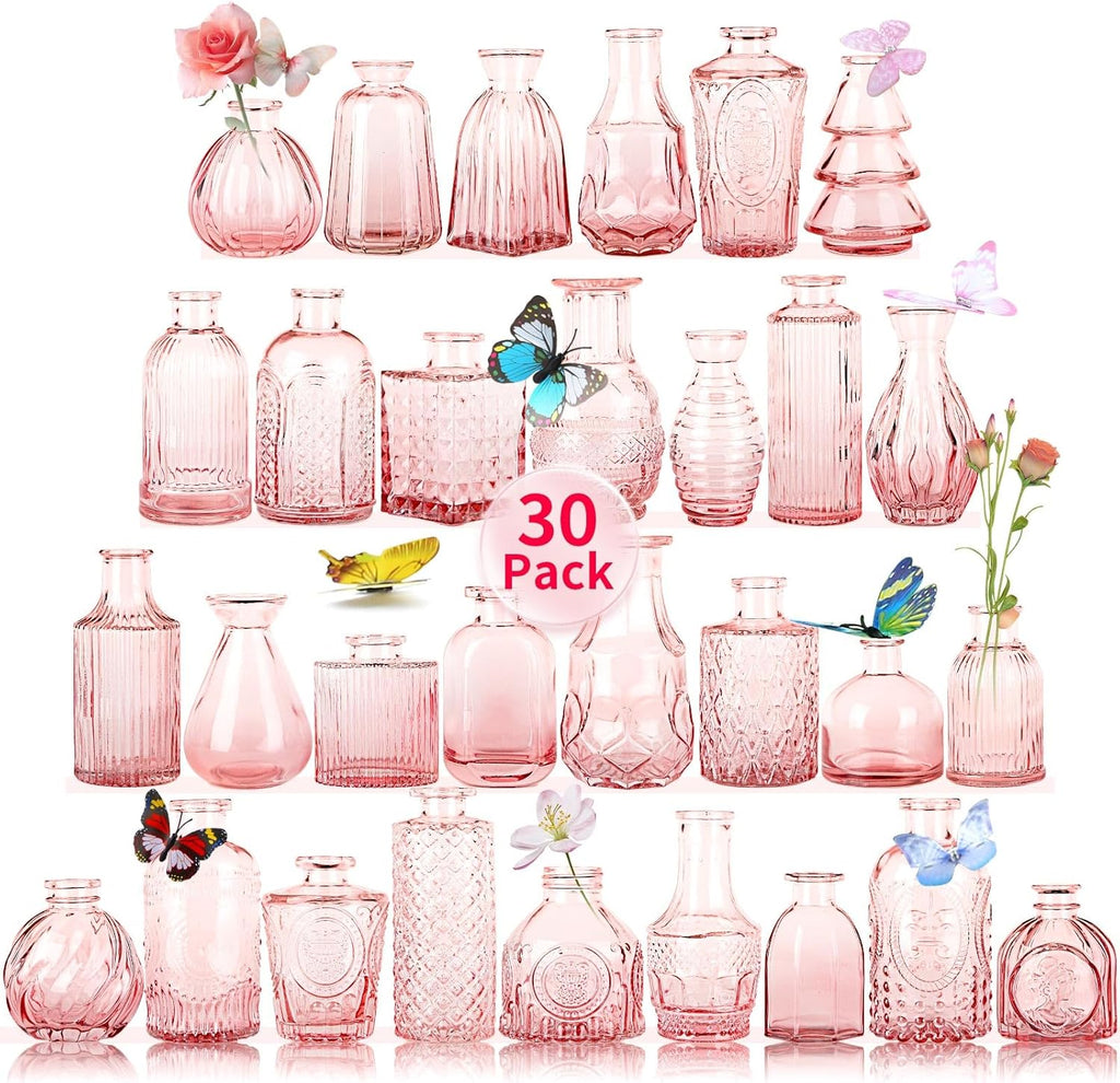 Glass Bud Vase 15 Pcs for Centerpieces Wedding,Home Decor,Bud Vases in Bulk for Flowers,Small Vases for Christmas,Birthday Party,Wedding,Valentine's Day,Mother's Day,Other Events Decorations(Clear) - Grand Goldman