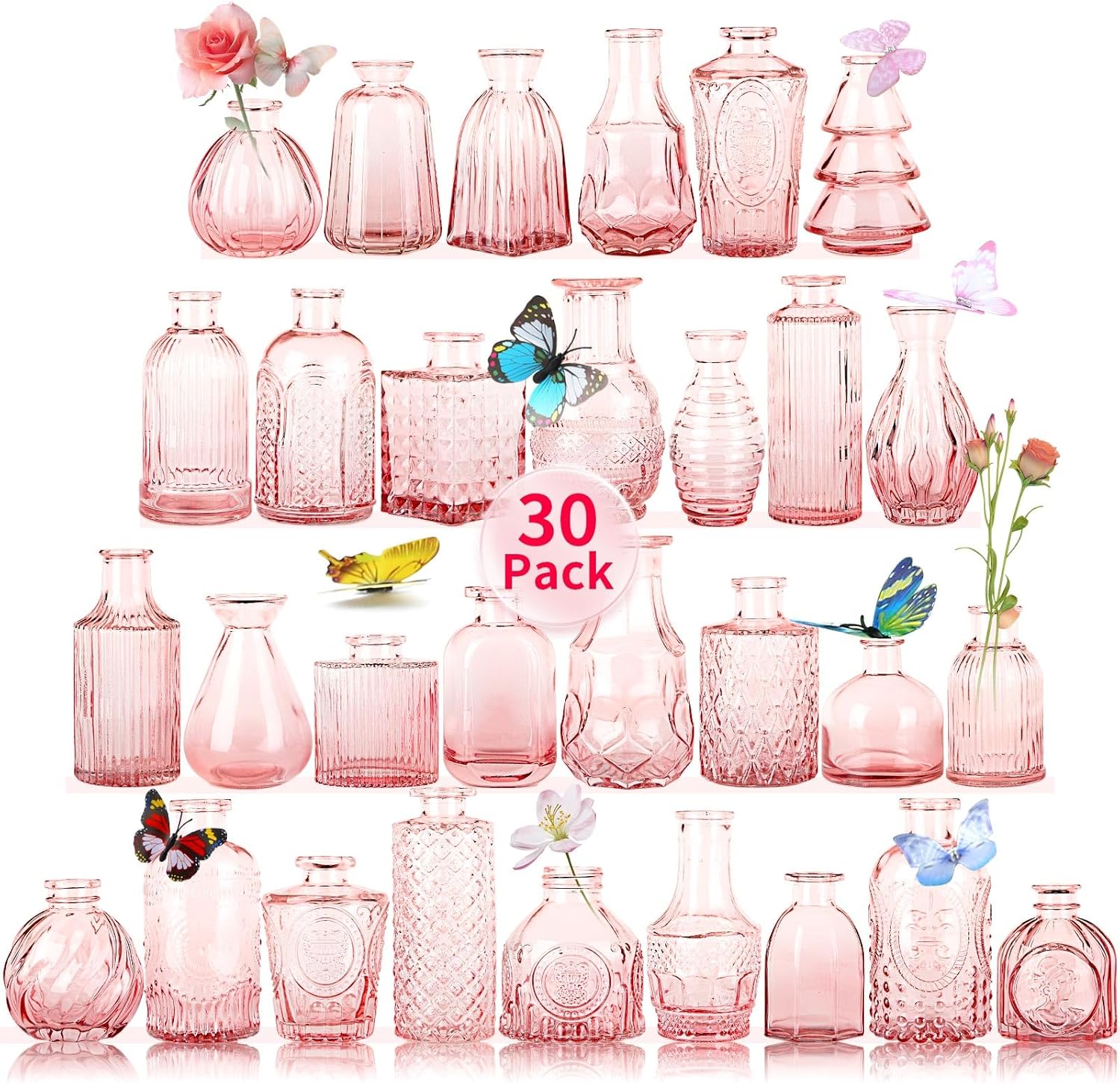 Glass Bud Vase 15 Pcs for Centerpieces Wedding,Home Decor,Bud Vases in Bulk for Flowers,Small Vases for Christmas,Birthday Party,Wedding,Valentine's Day,Mother's Day,Other Events Decorations(Clear) - Grand Goldman
