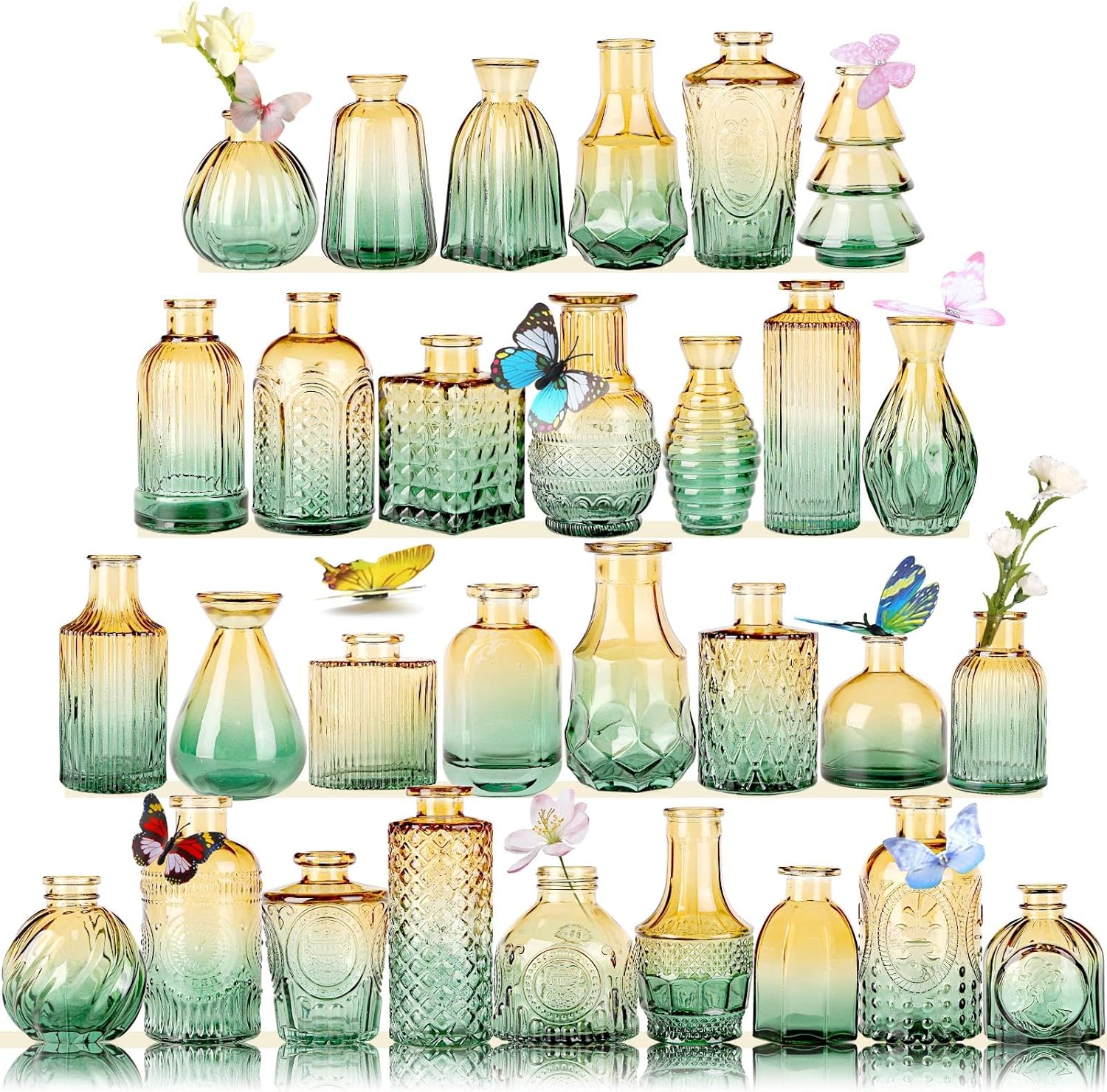 Glass Bud Vase 15 Pcs for Centerpieces Wedding,Home Decor,Bud Vases in Bulk for Flowers,Small Vases for Christmas,Birthday Party,Wedding,Valentine's Day,Mother's Day,Other Events Decorations(Clear) - Grand Goldman