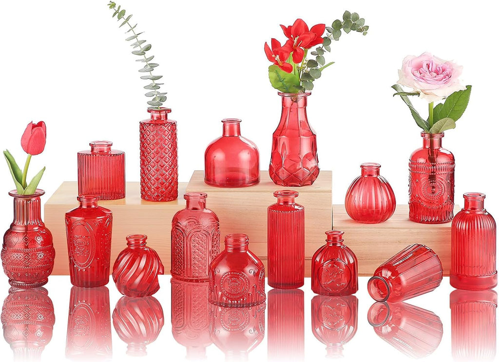 Glass Bud Vase 15 Pcs for Centerpieces Wedding,Home Decor,Bud Vases in Bulk for Flowers,Small Vases for Christmas,Birthday Party,Wedding,Valentine's Day,Mother's Day,Other Events Decorations(Clear) - Grand Goldman