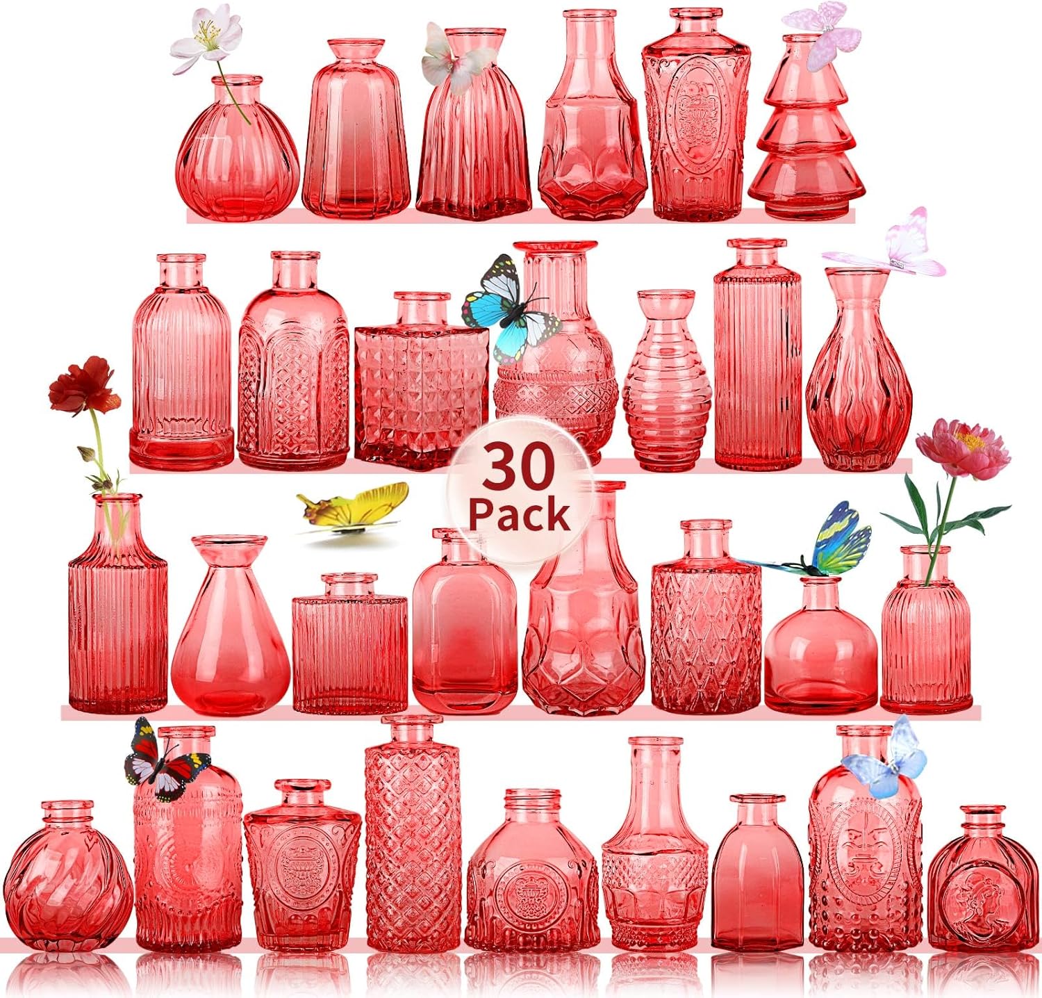 Glass Bud Vase 15 Pcs for Centerpieces Wedding,Home Decor,Bud Vases in Bulk for Flowers,Small Vases for Christmas,Birthday Party,Wedding,Valentine's Day,Mother's Day,Other Events Decorations(Clear) - Grand Goldman