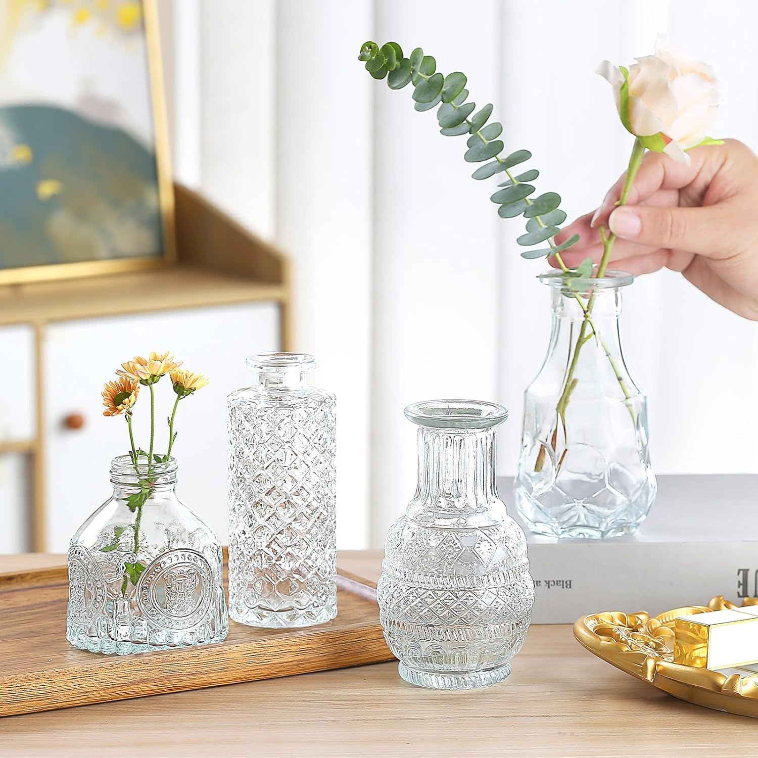 Glass Bud Vase 15 Pcs for Centerpieces Wedding,Home Decor,Bud Vases in Bulk for Flowers,Small Vases for Christmas,Birthday Party,Wedding,Valentine's Day,Mother's Day,Other Events Decorations(Clear) - Grand Goldman