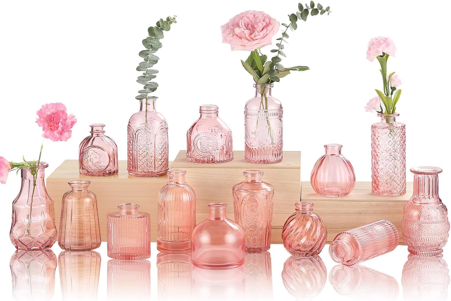 Glass Bud Vase 15 Pcs for Centerpieces Wedding,Home Decor,Bud Vases in Bulk for Flowers,Small Vases for Christmas,Birthday Party,Wedding,Valentine's Day,Mother's Day,Other Events Decorations(Clear) - Grand Goldman