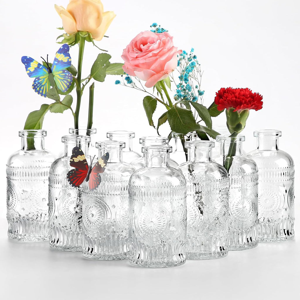 Glass Bud Vase 15 Pcs for Centerpieces Wedding,Home Decor,Bud Vases in Bulk for Flowers,Small Vases for Christmas,Birthday Party,Wedding,Valentine's Day,Mother's Day,Other Events Decorations(Clear) - Grand Goldman