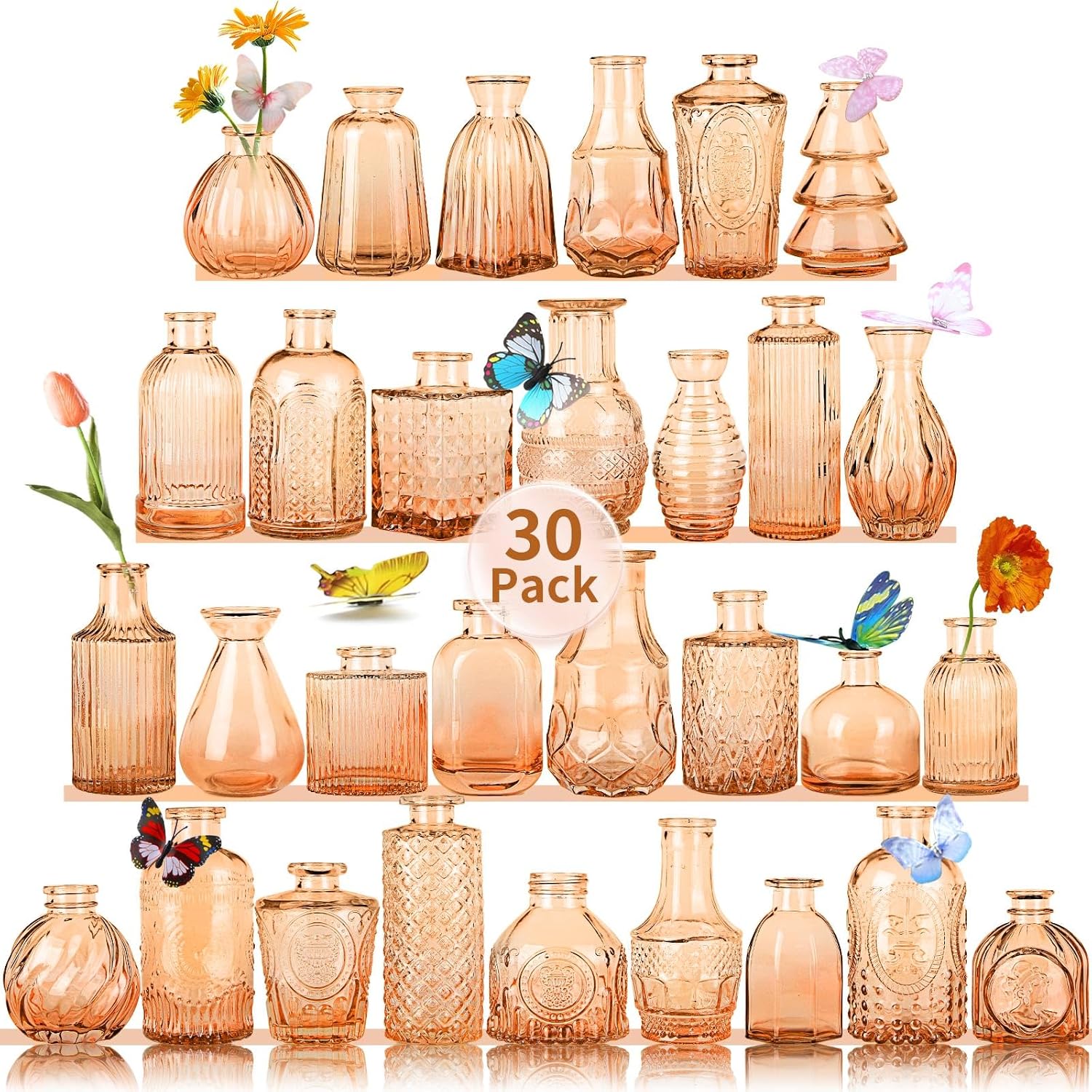Glass Bud Vase 15 Pcs for Centerpieces Wedding,Home Decor,Bud Vases in Bulk for Flowers,Small Vases for Christmas,Birthday Party,Wedding,Valentine's Day,Mother's Day,Other Events Decorations(Clear) - Grand Goldman