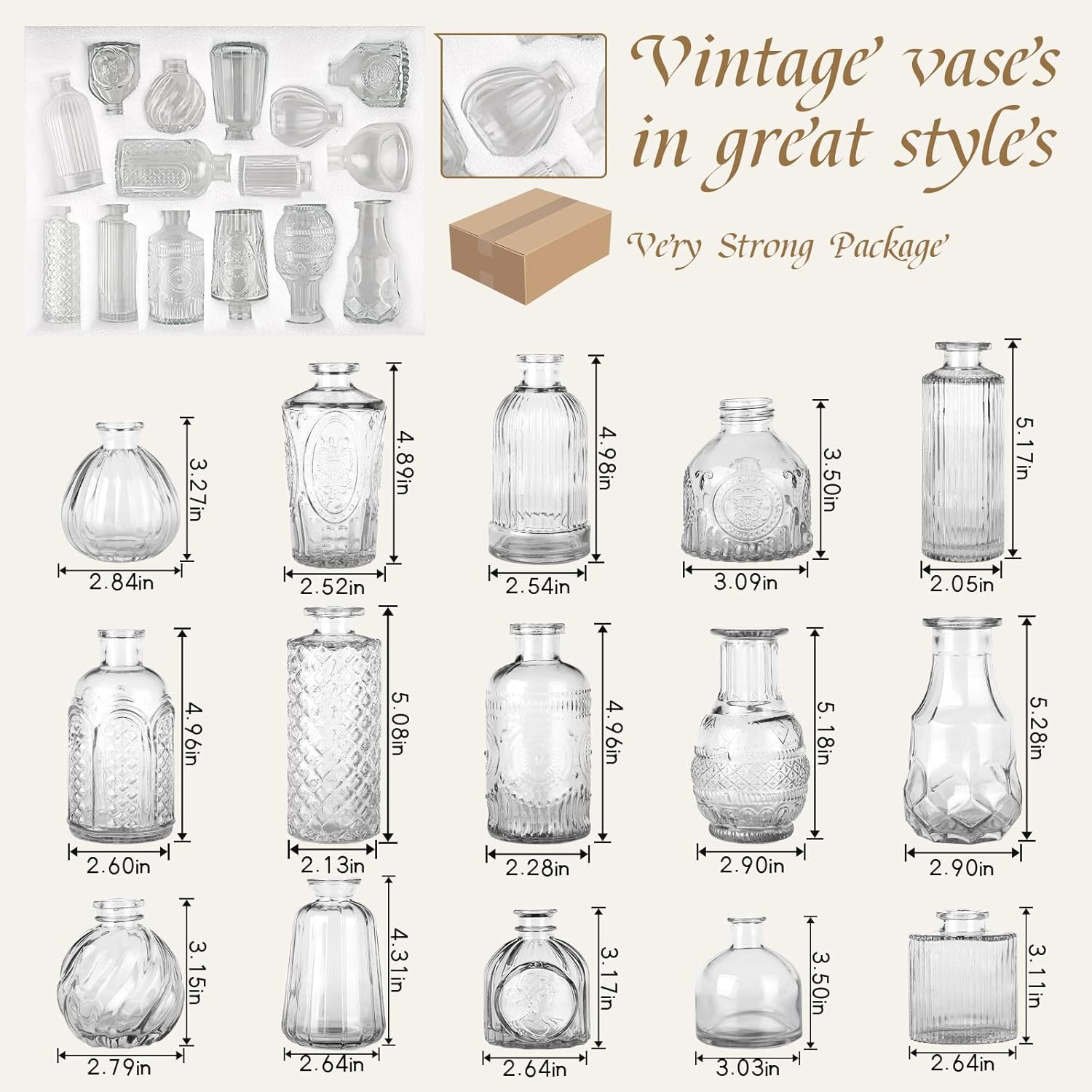 Glass Bud Vase 15 Pcs for Centerpieces Wedding,Home Decor,Bud Vases in Bulk for Flowers,Small Vases for Christmas,Birthday Party,Wedding,Valentine's Day,Mother's Day,Other Events Decorations(Clear) - Grand Goldman