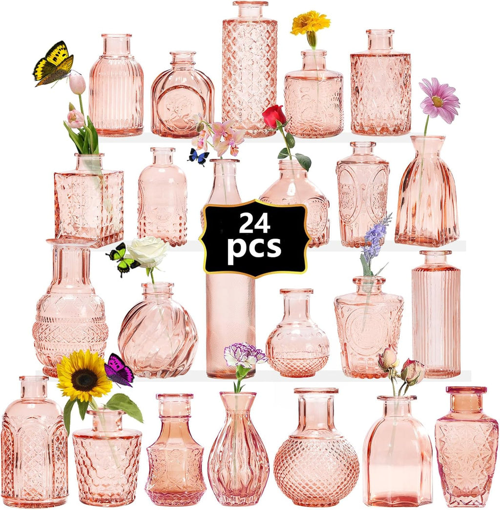 Glass Bud Vase Set of 32PCS Wedding Centerpieces for Tables,Mini Clear Bud Vases for Flowers,Small Flower Vases Suitable for Birthday Party,Anniversary,Wedding,Baby Shower (Clear, 32PCS) - Grand Goldman