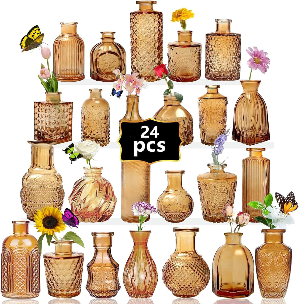 Glass Bud Vase Set of 32PCS Wedding Centerpieces for Tables,Mini Clear Bud Vases for Flowers,Small Flower Vases Suitable for Birthday Party,Anniversary,Wedding,Baby Shower (Clear, 32PCS) - Grand Goldman