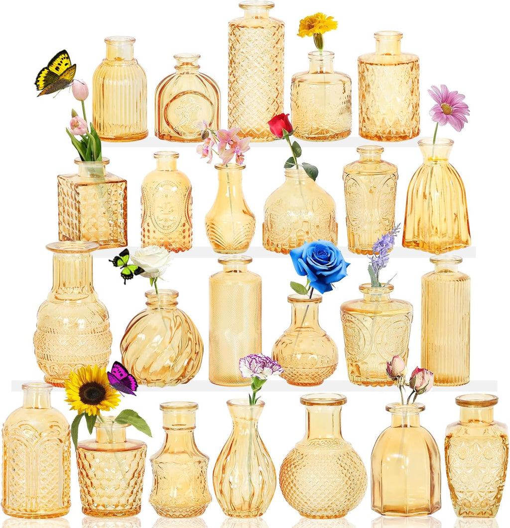 Glass Bud Vase Set of 32PCS Wedding Centerpieces for Tables,Mini Clear Bud Vases for Flowers,Small Flower Vases Suitable for Birthday Party,Anniversary,Wedding,Baby Shower (Clear, 32PCS) - Grand Goldman