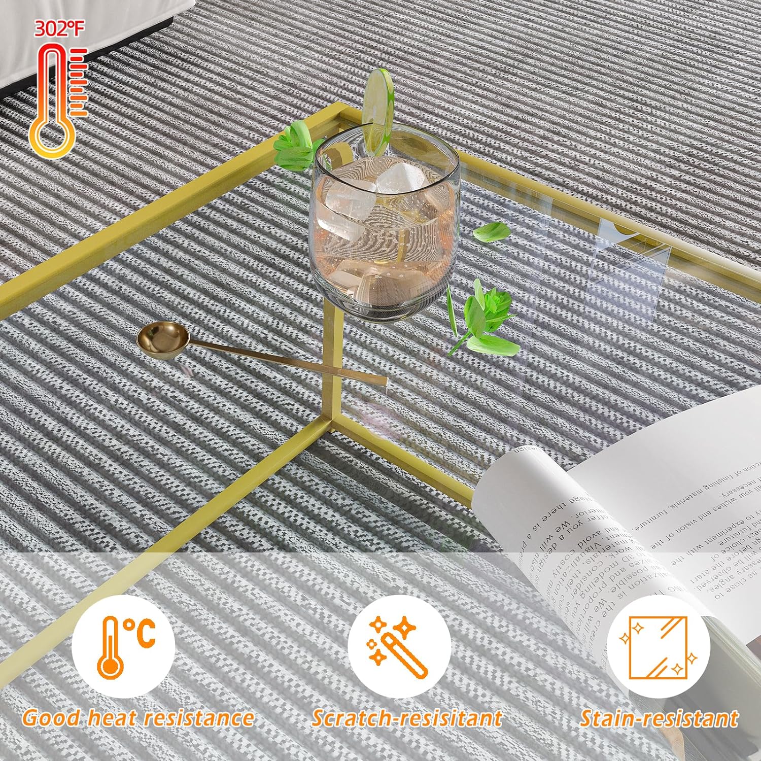 Glass Coffee Table Modern Center Table,Minimalist Coffee Table Sofa Side Tea Table for Living Room,Tempered Glass-top with Sturdy Metal Frame, Easy Assembly,26.4 x 26.4 x 15.7 Inches, Gold - Grand Goldman