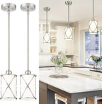 Glass Pendant Lights Kitchen Island 3 Pack, Black Kitchen Pendant Lighting Over Island with Rod, Modern Mini Hanging Light for Kitchen Sink Dining Room, CH9176BK-3PK - Grand Goldman