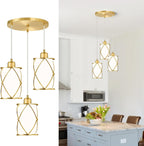 Glass Pendant Lights Kitchen Island 3 Pack, Black Kitchen Pendant Lighting Over Island with Rod, Modern Mini Hanging Light for Kitchen Sink Dining Room, CH9176BK-3PK - Grand Goldman
