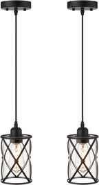 Glass Pendant Lights Kitchen Island 3 Pack, Black Kitchen Pendant Lighting Over Island with Rod, Modern Mini Hanging Light for Kitchen Sink Dining Room, CH9176BK-3PK - Grand Goldman