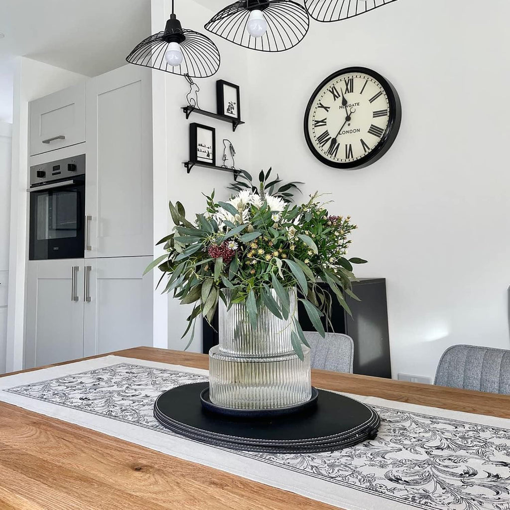 Glass Vase, Ribbed Vase, Flower Vase, Fluted Glass Vase, Clear Vase, Ribbed Glass Vase for Flowers, Modern Vase for Living Room, Dining Table, Entryway, Shelf, Wedding, Office, 7.5 Inches - Grand Goldman