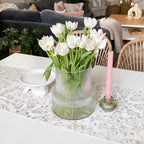 Glass Vase, Ribbed Vase, Flower Vase, Fluted Glass Vase, Clear Vase, Ribbed Glass Vase for Flowers, Modern Vase for Living Room, Dining Table, Entryway, Shelf, Wedding, Office, 7.5 Inches - Grand Goldman