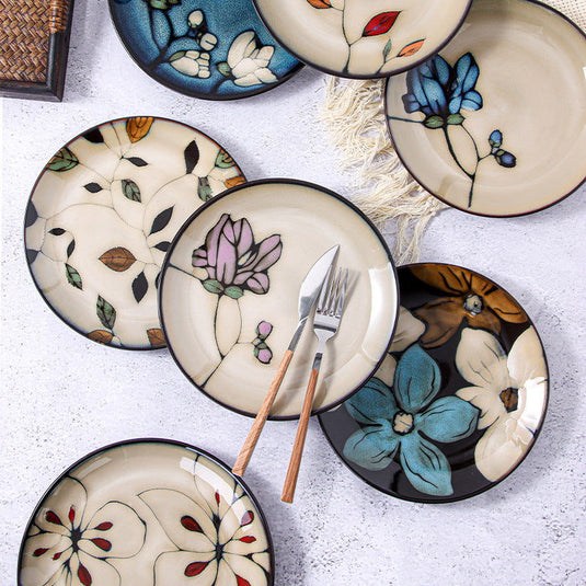 Glaze Kiln Hand Painted Ceramic Plate Cutlery - Grand Goldman