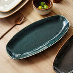 Glaze Kiln Oval Fish Dish Household Dinner Plate Long Plate Swing Plate - Grand Goldman