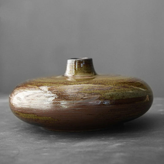 Glazed Japanese Black Porcelain Antique Ceramic Vase - Grand Goldman