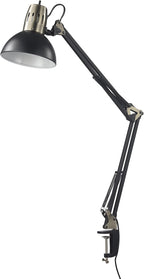 Globe Electric 56963 31.5" Multi-Joint Desk Lamp with Metal Clamp, Black, On/Off Rotary Switch on Shade, Partially Adjustable Swing Arm, Home Essentials, Reading Light, Office Décor - Grand Goldman