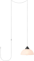 Globe Electric 64413 1-Light Plug-in Pendant, Brushed Steel, Frosted White Shade, 15ft Clear Cord, in-Line On/Off Switch, E26 Base Socket, Kitchen Island, Café, Hanging Light, Bulb Not Included - Grand Goldman