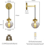 Globe Wall Sconce Gold,Carved Striped Glass Bathroom Sconces Rope Wall Light Bedside Vanity Lighting Fixtures Hardwired Indoor Wall Lamp Modern Wall Sconces for Living Room Bedroom Hallway (2-Pack ) - Grand Goldman