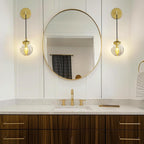 Globe Wall Sconce Gold,Carved Striped Glass Bathroom Sconces Rope Wall Light Bedside Vanity Lighting Fixtures Hardwired Indoor Wall Lamp Modern Wall Sconces for Living Room Bedroom Hallway (2-Pack ) - Grand Goldman