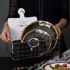 Gold Nordic Dish Plate Household White Ceramic Tableware Set - Grand Goldman