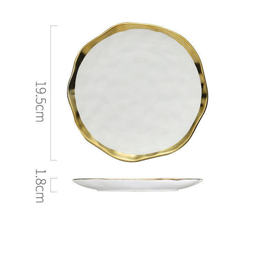 Gold Nordic Dish Plate Household White Ceramic Tableware Set - Grand Goldman