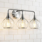 Gold Bathroom Vanity Light 3-Lights Bathroom Light Fixtures Over Mirror with Clear Glass Shade 22.4 inch Wall Sconce Lighting Bath(Exclude E26 Bulb) - Grand Goldman