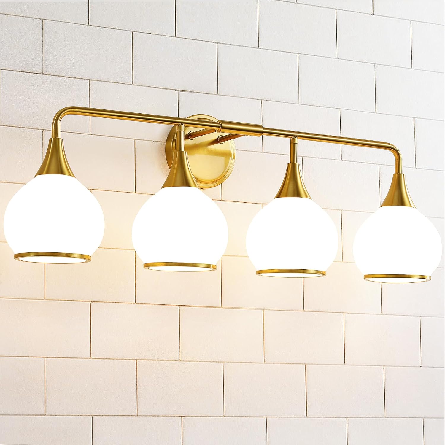 Gold Bathroom Vanity Light 3-Lights Bathroom Light Fixtures Over Mirror with Clear Glass Shade 22.4 inch Wall Sconce Lighting Bath(Exclude E26 Bulb) - Grand Goldman