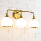Gold Bathroom Vanity Light 3-Lights Bathroom Light Fixtures Over Mirror with Clear Glass Shade 22.4 inch Wall Sconce Lighting Bath(Exclude E26 Bulb) - Grand Goldman