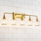 Gold Bathroom Vanity Light 3-Lights Bathroom Light Fixtures Over Mirror with Clear Glass Shade 22.4 inch Wall Sconce Lighting Bath(Exclude E26 Bulb) - Grand Goldman