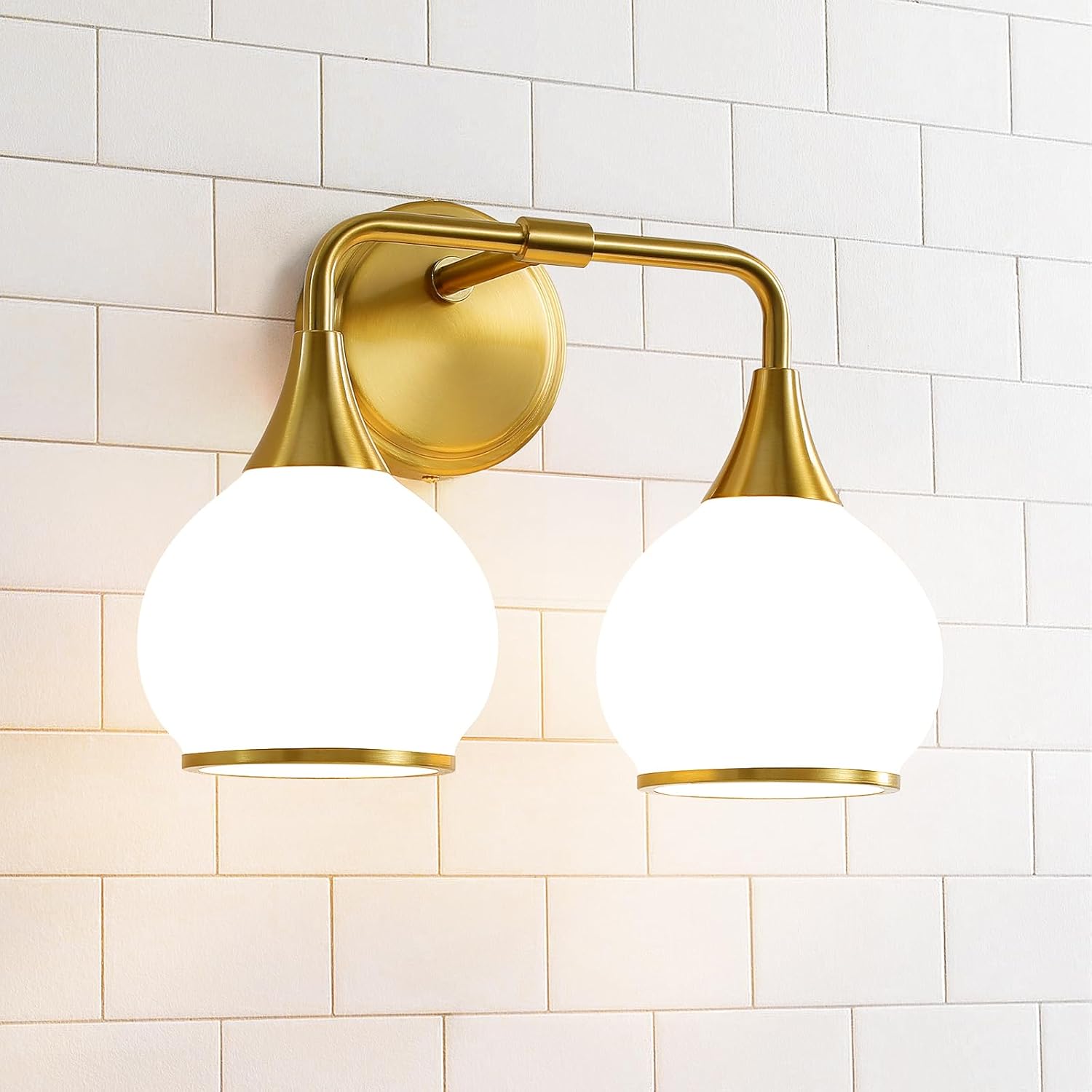 Gold Bathroom Vanity Light 3-Lights Bathroom Light Fixtures Over Mirror with Clear Glass Shade 22.4 inch Wall Sconce Lighting Bath(Exclude E26 Bulb) - Grand Goldman