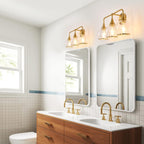 Gold Bathroom Vanity Light 3-Lights Bathroom Light Fixtures Over Mirror with Clear Glass Shade 22.4 inch Wall Sconce Lighting Bath(Exclude E26 Bulb) - Grand Goldman