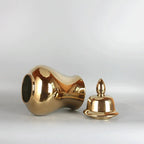 Gold Ceramic Vase, Ginger Jar, Tea Jar with Cover, Home Decoration, Living Room Table Storage Jar, Chinese Porcelain Crafts - Grand Goldman