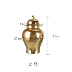 Gold Ceramic Vase, Ginger Jar, Tea Jar with Cover, Home Decoration, Living Room Table Storage Jar, Chinese Porcelain Crafts - Grand Goldman