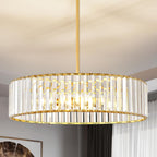 Gold Crystal Chandelier, Modern Semi Flush Mount Chandelier 3-Lights Ceiling Lighting Fixtures, Round Kitchen Ceiling Hanging Pendant Light for Bedroom Entryway Foyer Dining Room, 11.8 Inch - Grand Goldman